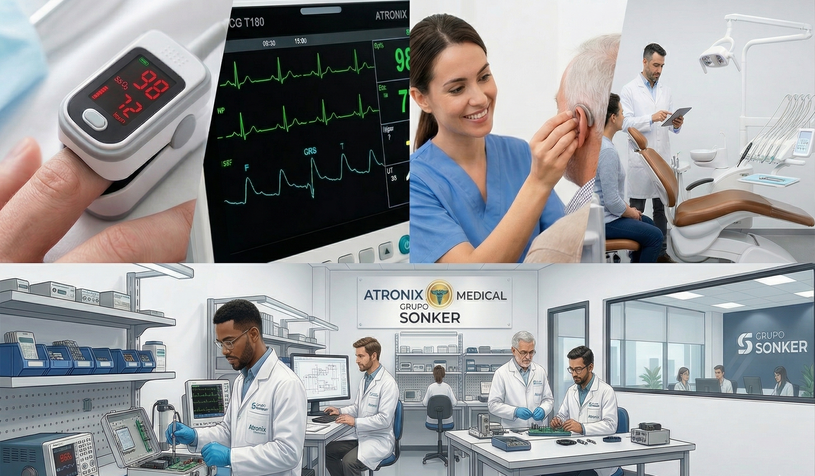 Equipo de Atronix Medical trabajando en el centro de servicio técnico